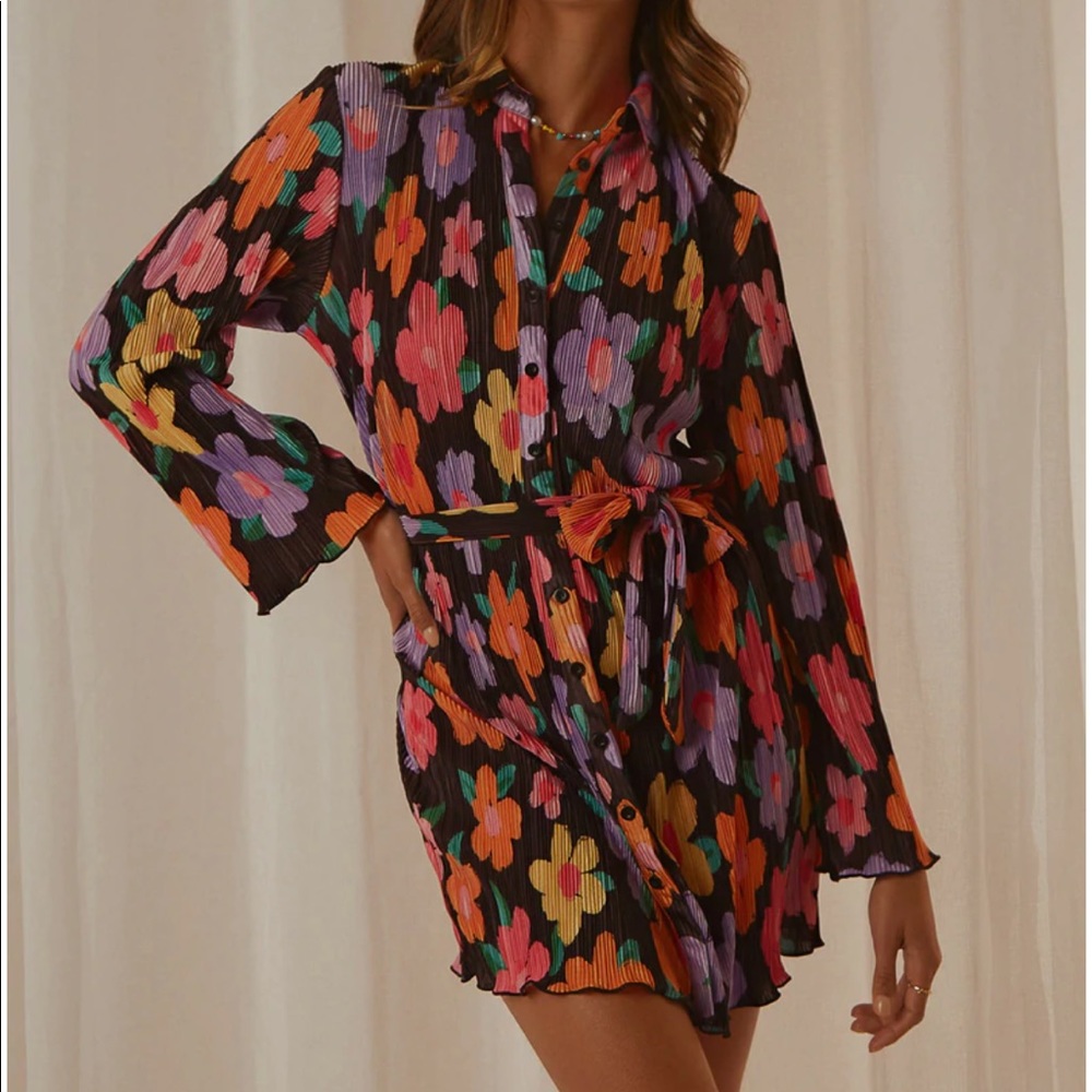 NWT Peppermayo Noir Bloom Soho Chic Shirt Dress